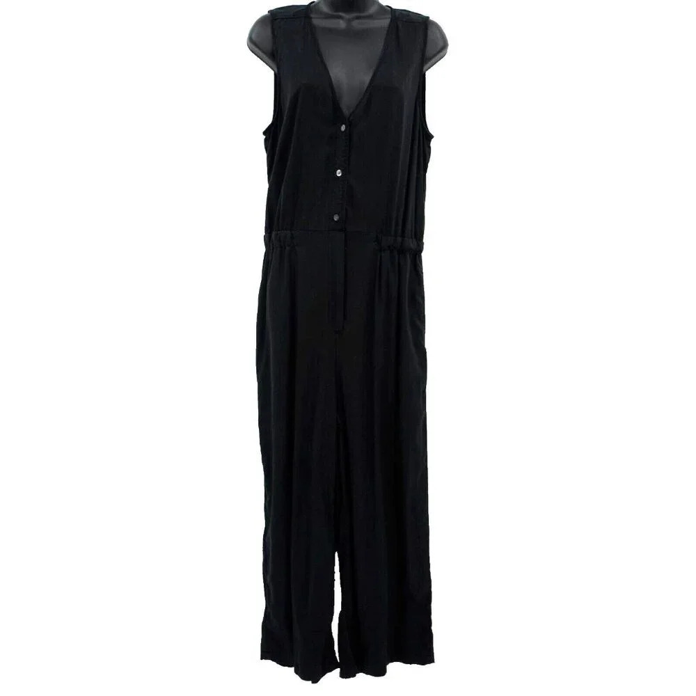 Aritzia‎ Wilfred Free Jumpsuit Women Medium M Pockets Elastic Waist V-Neck Airy